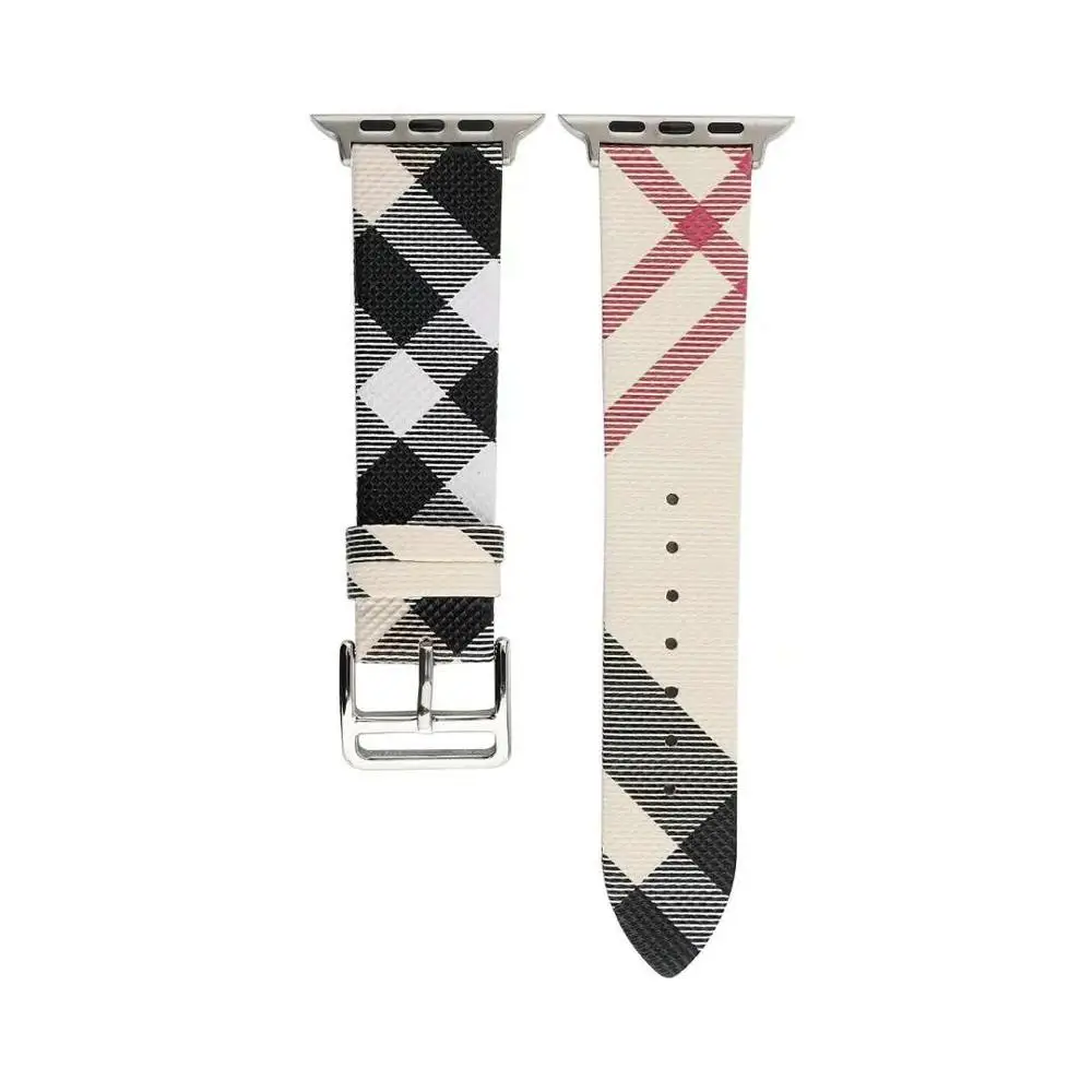 

Genuine leather Brand strap For Apple watch Band 44mm 40mm 38mm 42mm Italy Plaid Belt correa apple watch 1 2 3 4 5 6 SE bracelet