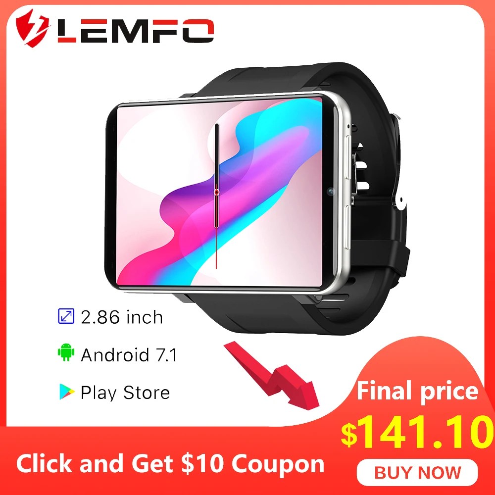 LEMFO LEM T 2,8" Смарт-часы для мужчин и женщин 4G Smartwatch Android 7,1 с камерой 5 Мп 2700 мАч Смарт-часы gps фитнес-браслет