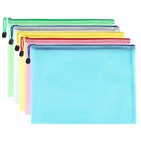 10 pcslot pen bags gridding waterproof zip bag document pen filing products pocket folder office school supplies plastic b