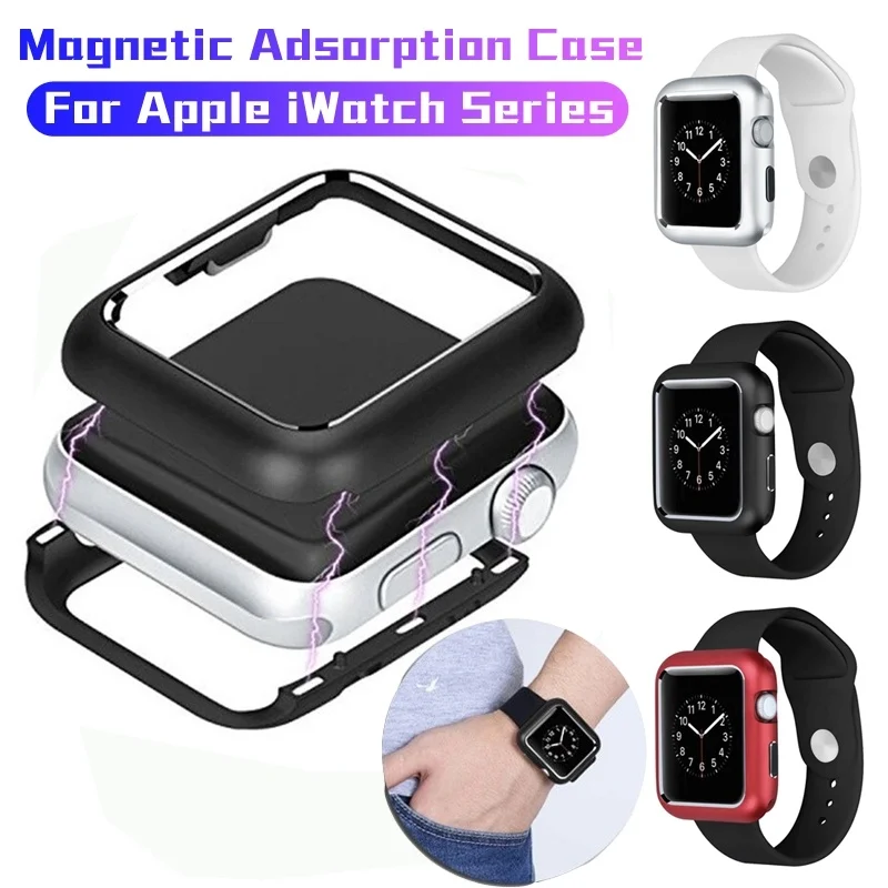 Чехол бампер из алюминия для Apple Watch 5 4 3 2 44 мм 40 магнитный металлический защитный