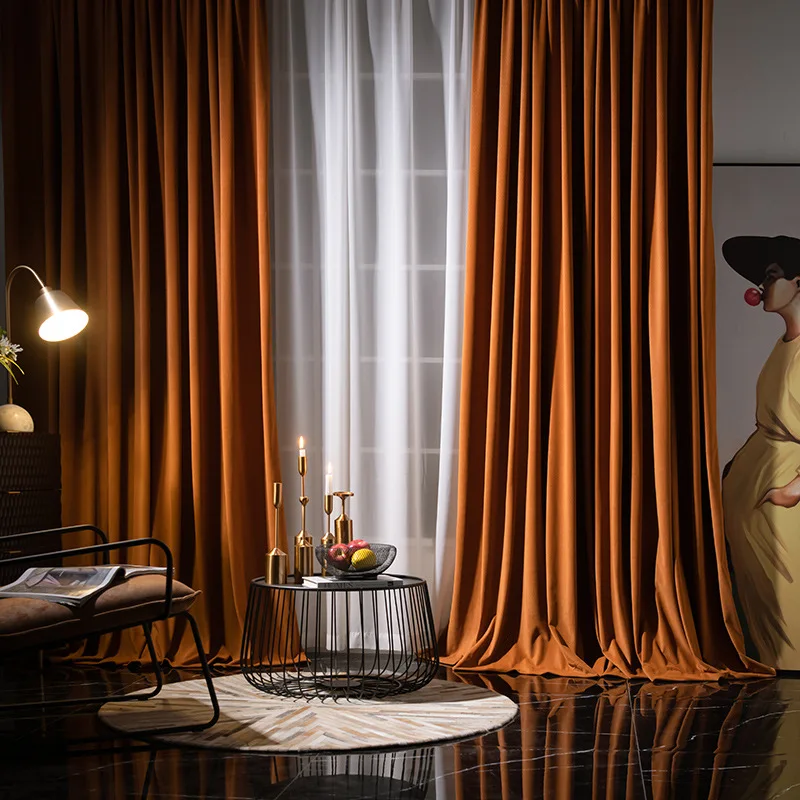 

Modern Minimalist Curtain for Living Room Bedroom Blackout Curtains Imitation Mink Velvet Custom Bay Windows French Windows