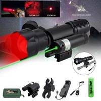 t20 zoomable rgb tactical outdoor hunting flashlight 400 yard rifle weapon gun light with greenred laser dot sight scope mount