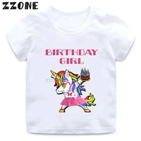 kids unicorn cartoon t shirt girls happy birthday number 1 11 print t shirt baby birthday present funny clothes