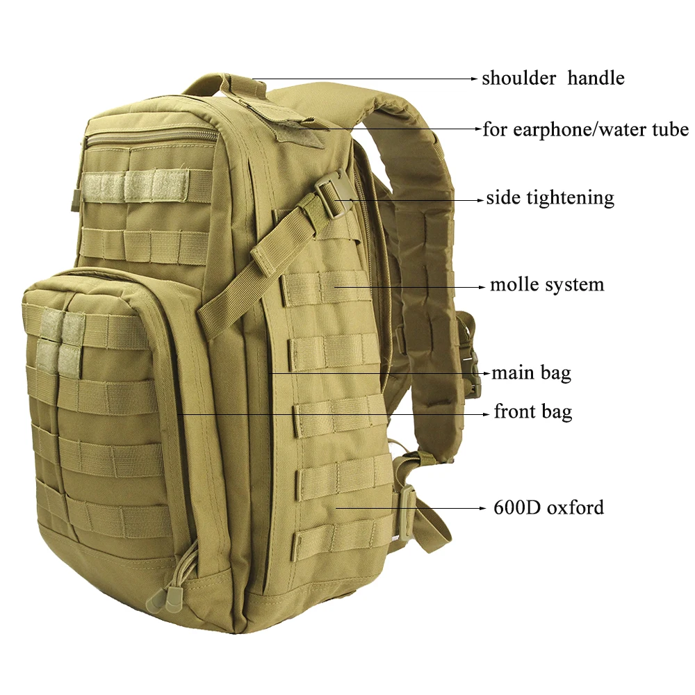 24L Тактический мешок плеча Molle Охотничьи сумки для кемпинга Рюкзак туристический