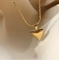 18k yellow gold solid love heart shaped necklace for women fashion clavicle necklaces chain wedding fine gold jewelry gifts