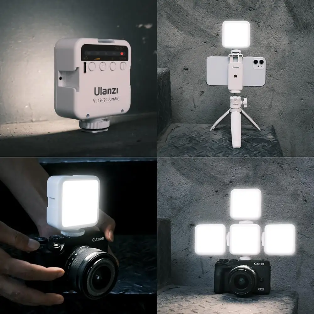 

New VL49 Mini LED Video Light 2000mAh Built-in Battery 5500K Photographic Lighting GoPro DSLR Smartphone Vlog Fill Light