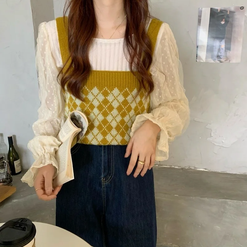 

Real Price Real Shot New Retro Color-Contrast Check Wool Yarn