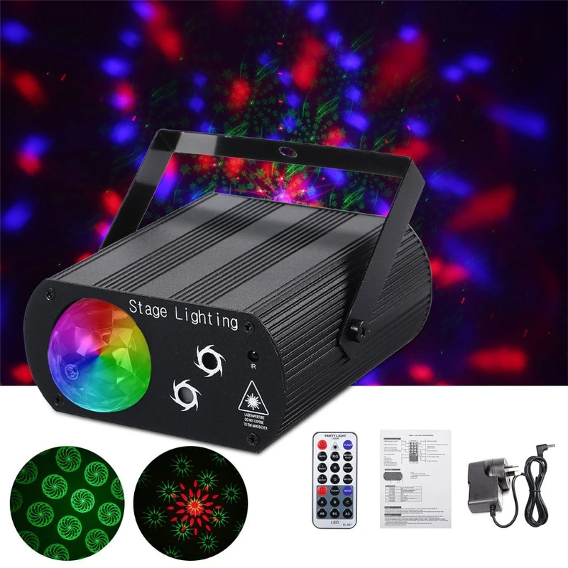 

US/EU/UK/AU Plug Pattern Projection Lamp Remote Control RGB Strobe Stage Light