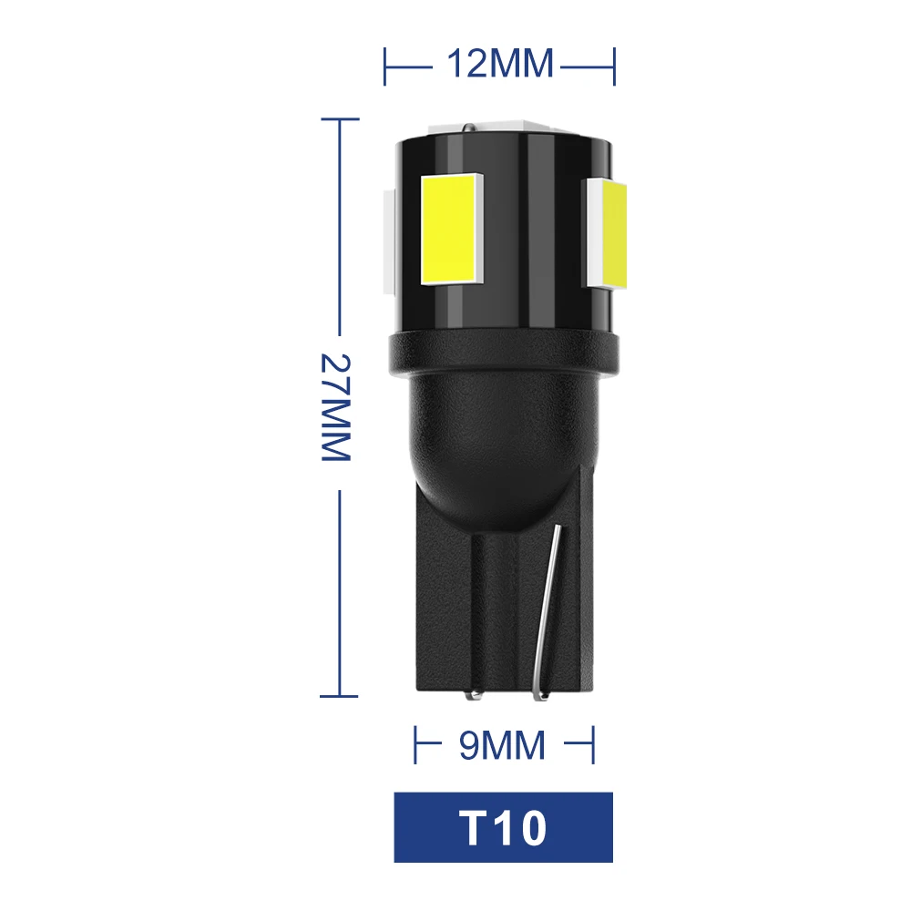 1 шт. 6 Вт T10 Светодиодная лампа Canbus W5W 194 5630 6SMD поворотный сигнал купольная для