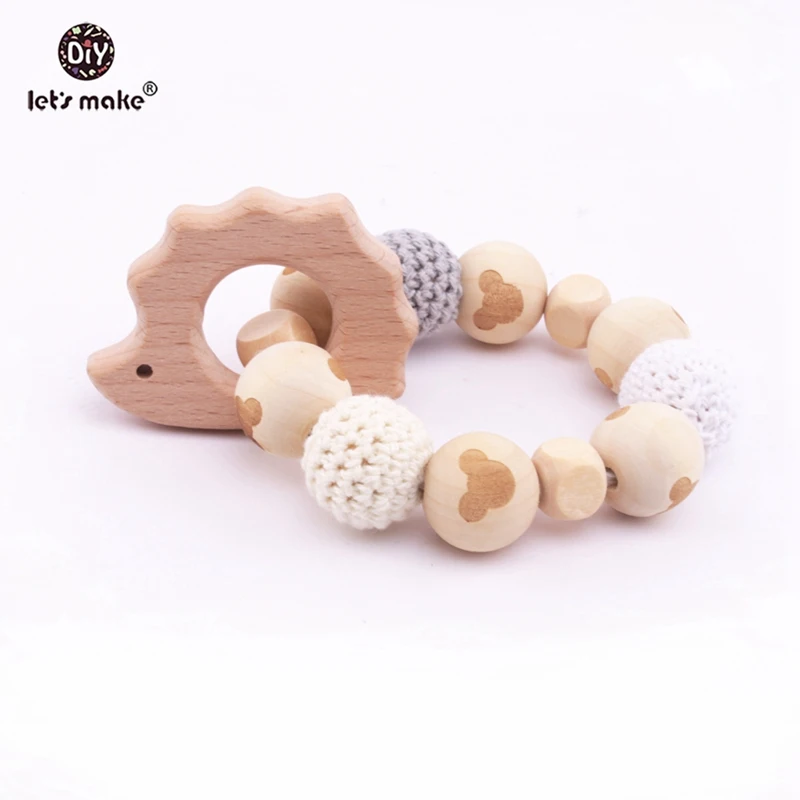 Давайте сделаем 1 шт. детская погремушка бук деревянный Ежик Bpa бесплатно крючком