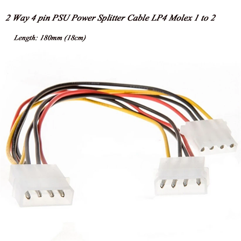 18cm 2 Way 4 pin PSU Power Splitter Cable LP4 Molex 1 to Futural Digital Y adapter Hot Selling | Компьютеры и офис