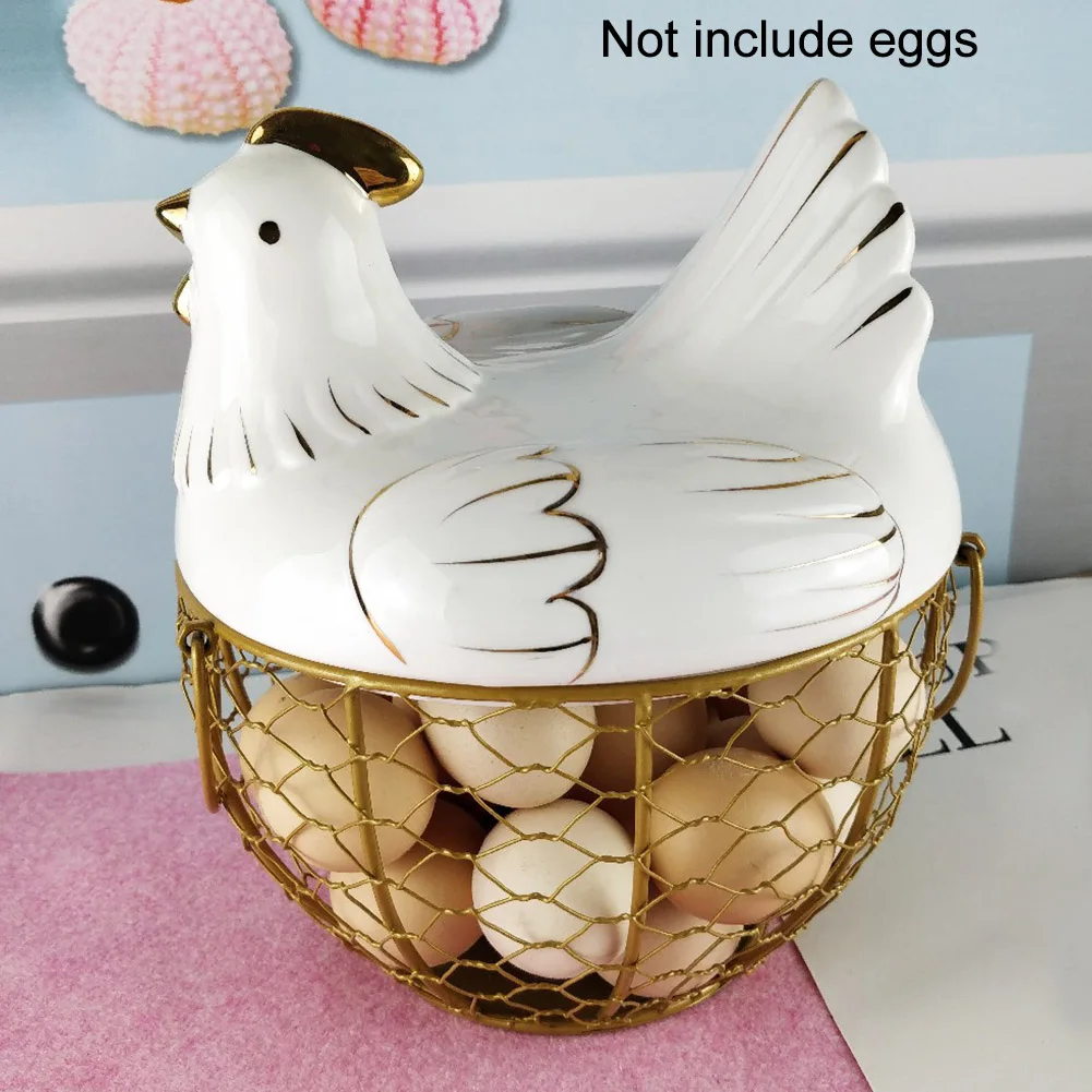 

Groceries Farmhouse Style Vegetables Container Kitchen Desktop Cute With Lid Large Capacity Stainless Steel Eggs Storage Basket