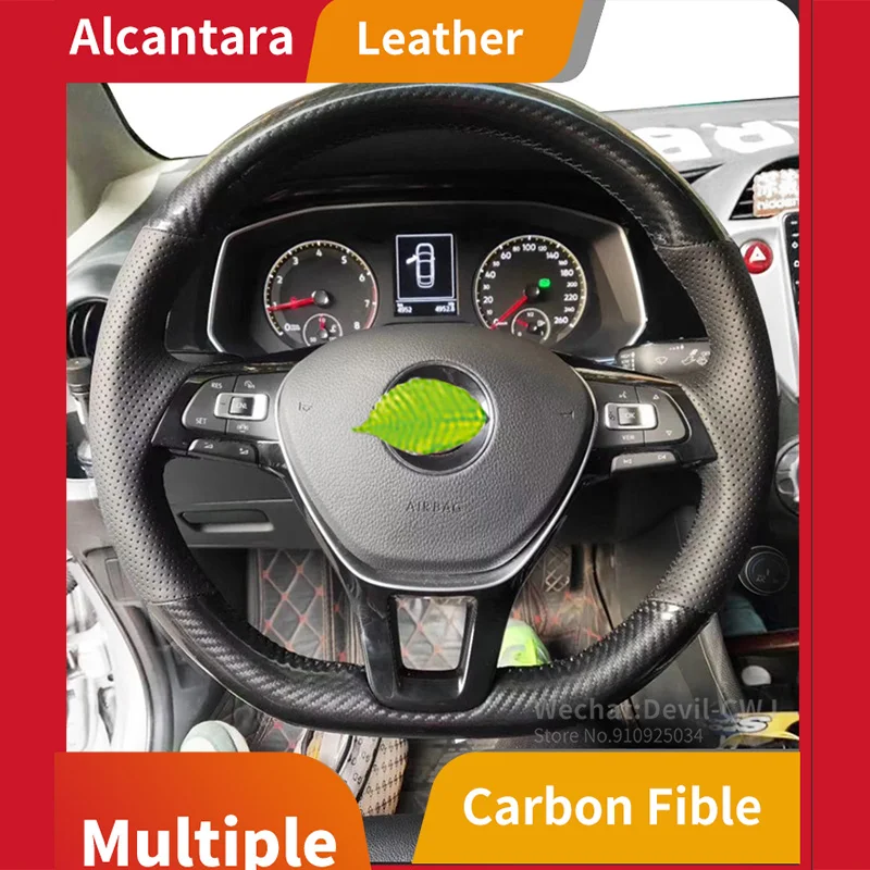 

Кожаная Алькантара для Volkswagen Magotan B7 Jetta Gran Lavida Cross Lavida чехол рулевого колеса ручная работа 2015-2019 интерьер автомобиля