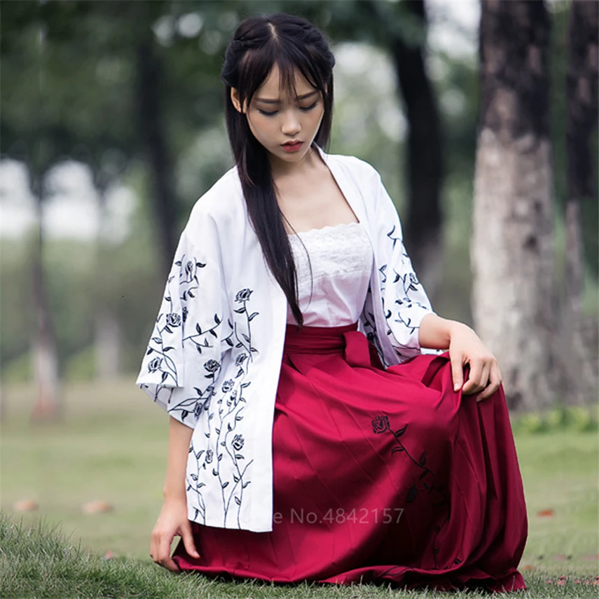 Японский стиль Kawaii Девушка кимоно платье с розовым принтом Zephyr юката женщин Haori