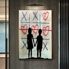 Bansky уличное искусство холст картина мальчик и девочка граффити любовь плакат и печать Настенная картина для украшения гостиной