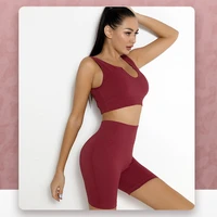 2021 new fashion women yoga set solid color quick dry gym clothing fitness summer high quality nylon yoga women sportwear