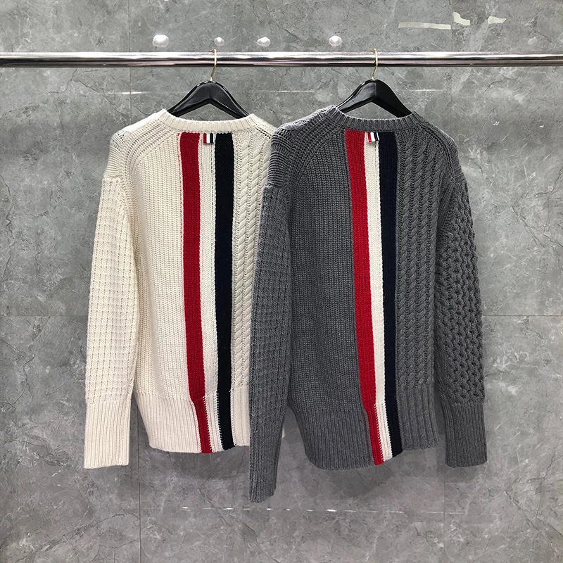 

Brand TB Sweater Men Wool Pullover Casual Top Solid Striped High Quality Korean Design