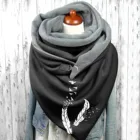 Женские и мужские шарфы с пуговицами и перьями, зимний теплый роскошный шарф, женский и мужской черный хиджаб с лапами собаки, Повседневная шаль, женский платок