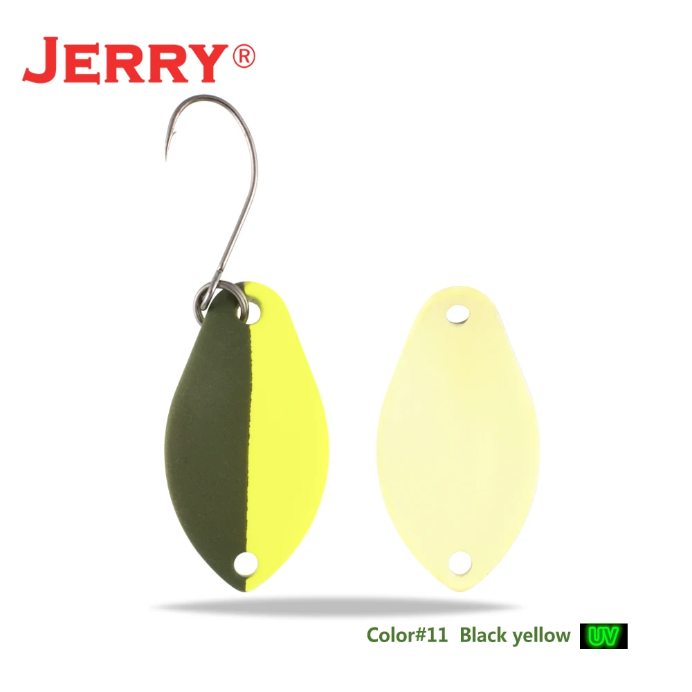 black yellow Jerry 2 г 3 г микро форели ложки сверхлегкие латунные рыболовные ложки один крючок Пресноводные металлические приманки зона окуня для ловли щуки pesca - Цвет: black yellow