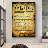 7 rules of life words canvas oil paiting wall art motivational vintage poster and print picture home quotes room decor cuadros