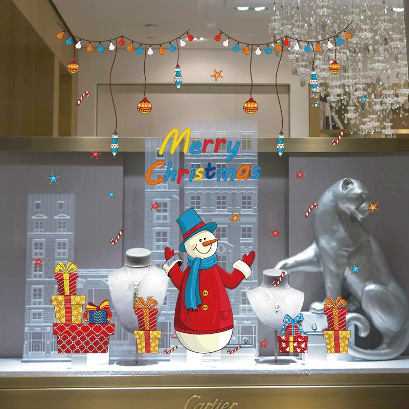 Наклейки на стену в виде Санта Клауса и снежинки из ПВХ | Дом сад