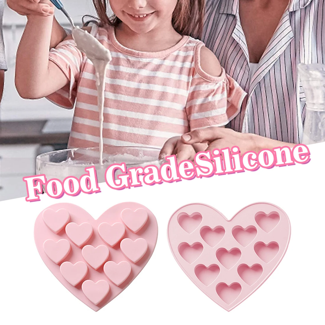 

3D Silicone Mold Diamond Love Heart Shape Fondant Cake Decorating Tools DIY Sponge Chiffon Candy Mousse Dessert Baking Molds