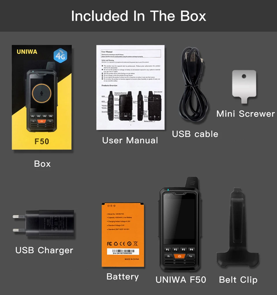 UNIWA Alps F50 2,8 дюймовый мобильный телефон 2G/3g/4G Zello Walkie Talkie Android 6,0 четырехъядерный MTK6735 смартфон 1 Гб+ 8 Гб rom мобильный телефон