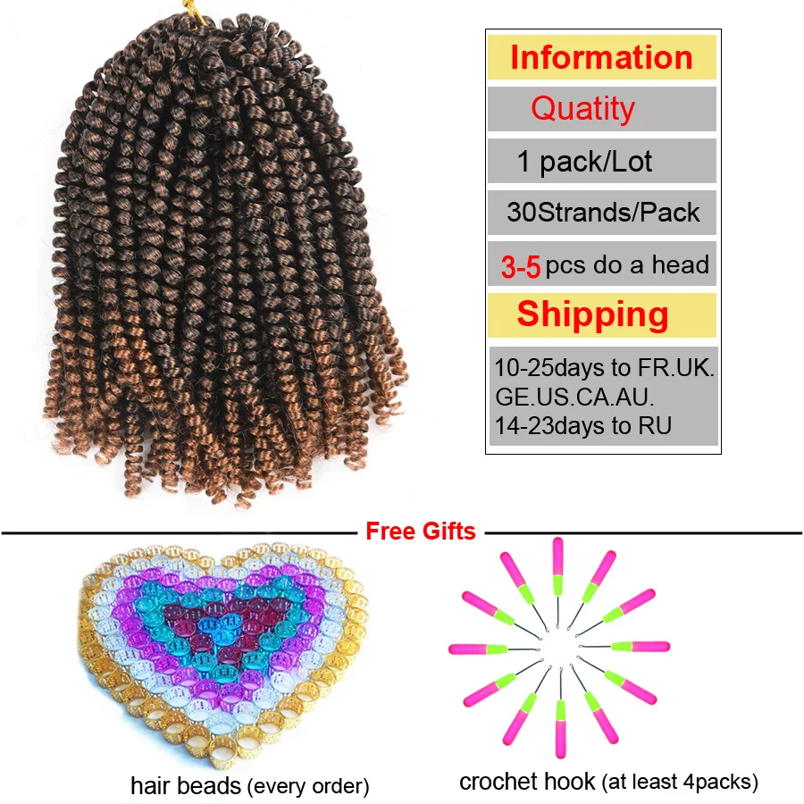 

TOMO Fluffy Spring Twist Hair Extensions Black Brown Burgundy 8 Inch Ombre Crochet Braids Passion Twist Synthetic Braiding Hair