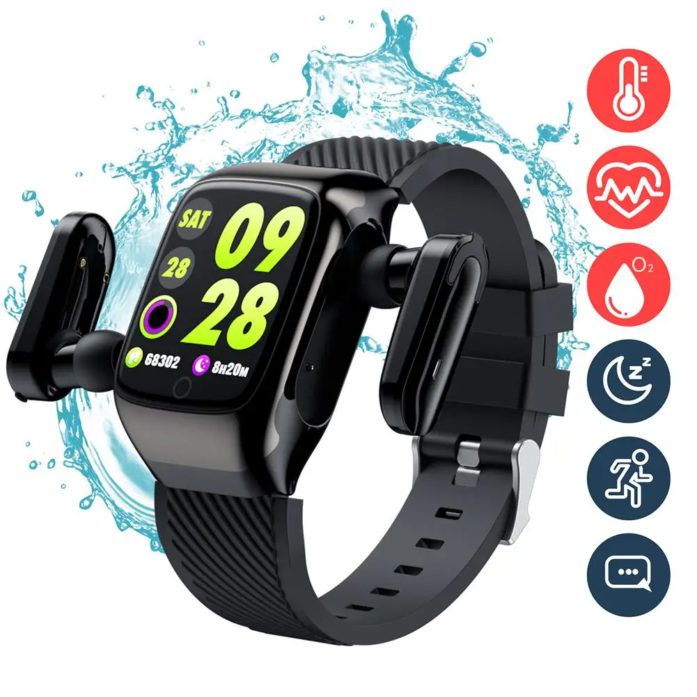 

2 In 1 Smart Watch Fitness Tracker Smart Watch With TWS Earbuds Heart Rate Monitor Pedometer Calorie Counter For Sports