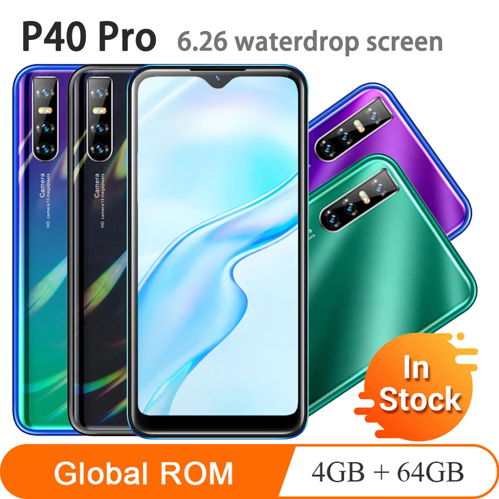 2020 глобальная версия P40 Pro четырехъядерный смартфоны android 4GBRAM + 64GBROM 13MP мобильные