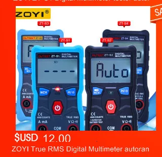 ZOYI ZT-X цифровой мультиметр с кнопкой ac dc Вольтметр ohmmet true rms мультиметр Авто диапазон+ 2 шт перезаряжаемая батарея+ зарядное устройство
