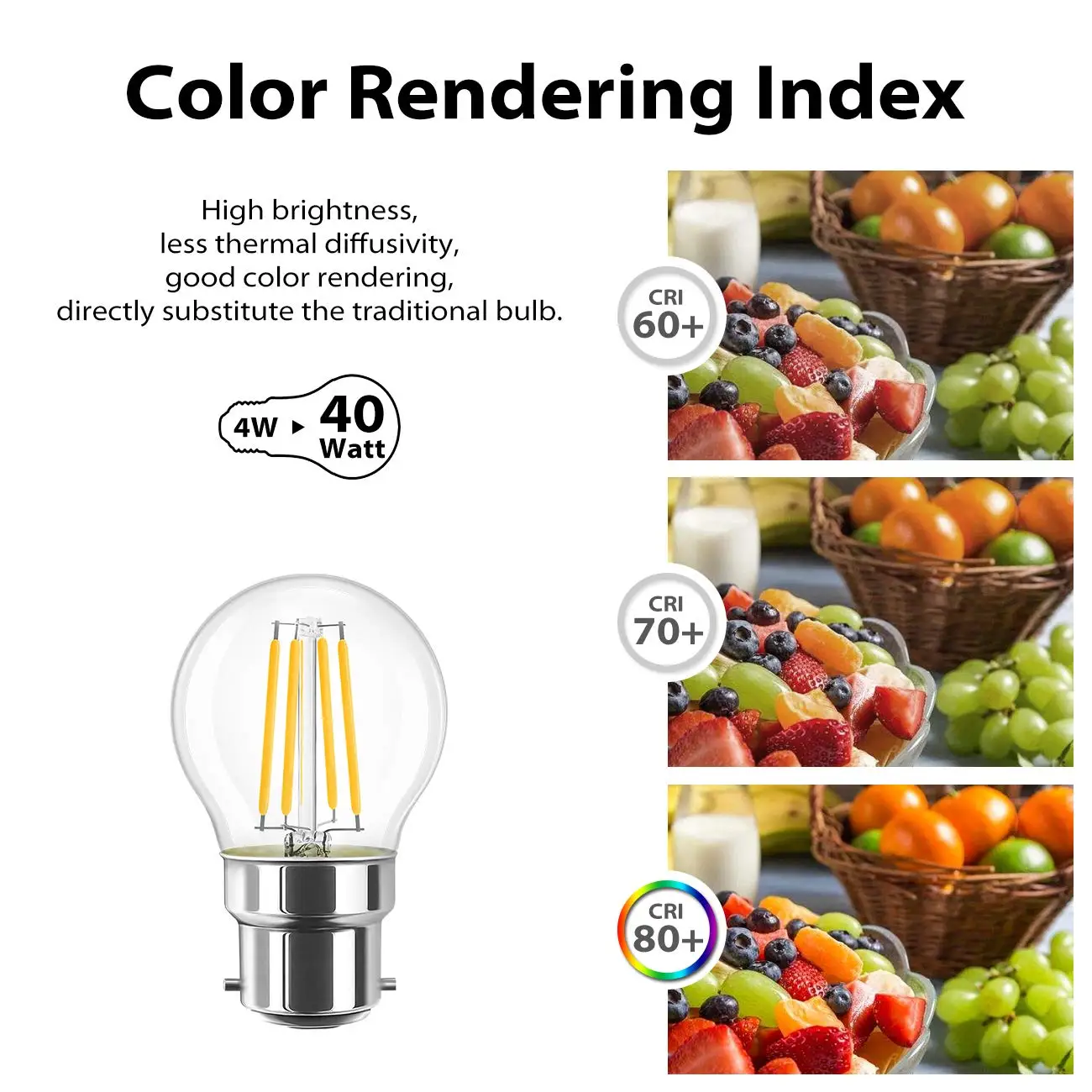 Светодиодсветильник лампа накаливания B22 4 Вт с байонетным разъемом G45 2700K замена