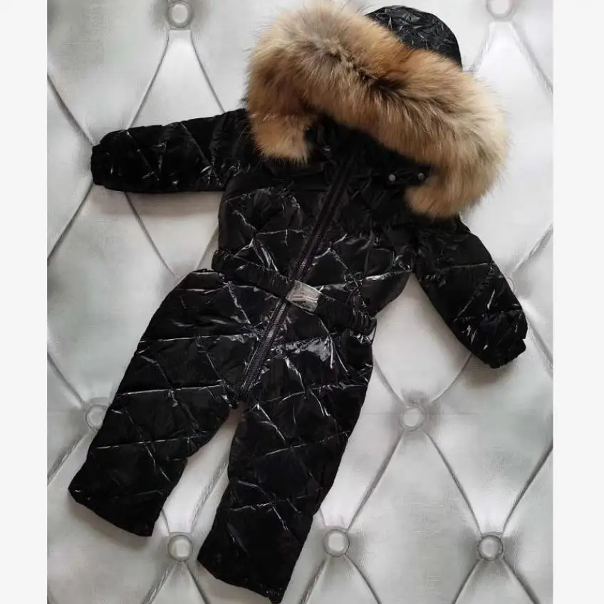 

-30℃ Russia Winter Children Down Coat Hooded Snow Wear Thicker Warm Jumpsuits for Girl Waterproof Down Jackets for boys L484