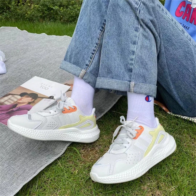 

2022 Sports Running Shoes Sneakers Women Breathable Mesh Platform Light Wedge Sneakers Woman Vulcanize Shoes Tennis Female White
