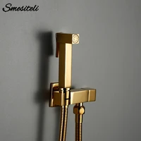 Shower Douche Toilet Kit Bidet Sprayer Smesiteli Shiny Polished Gold Solid Brass Balcony Wall Mount Single Hole Only Cold