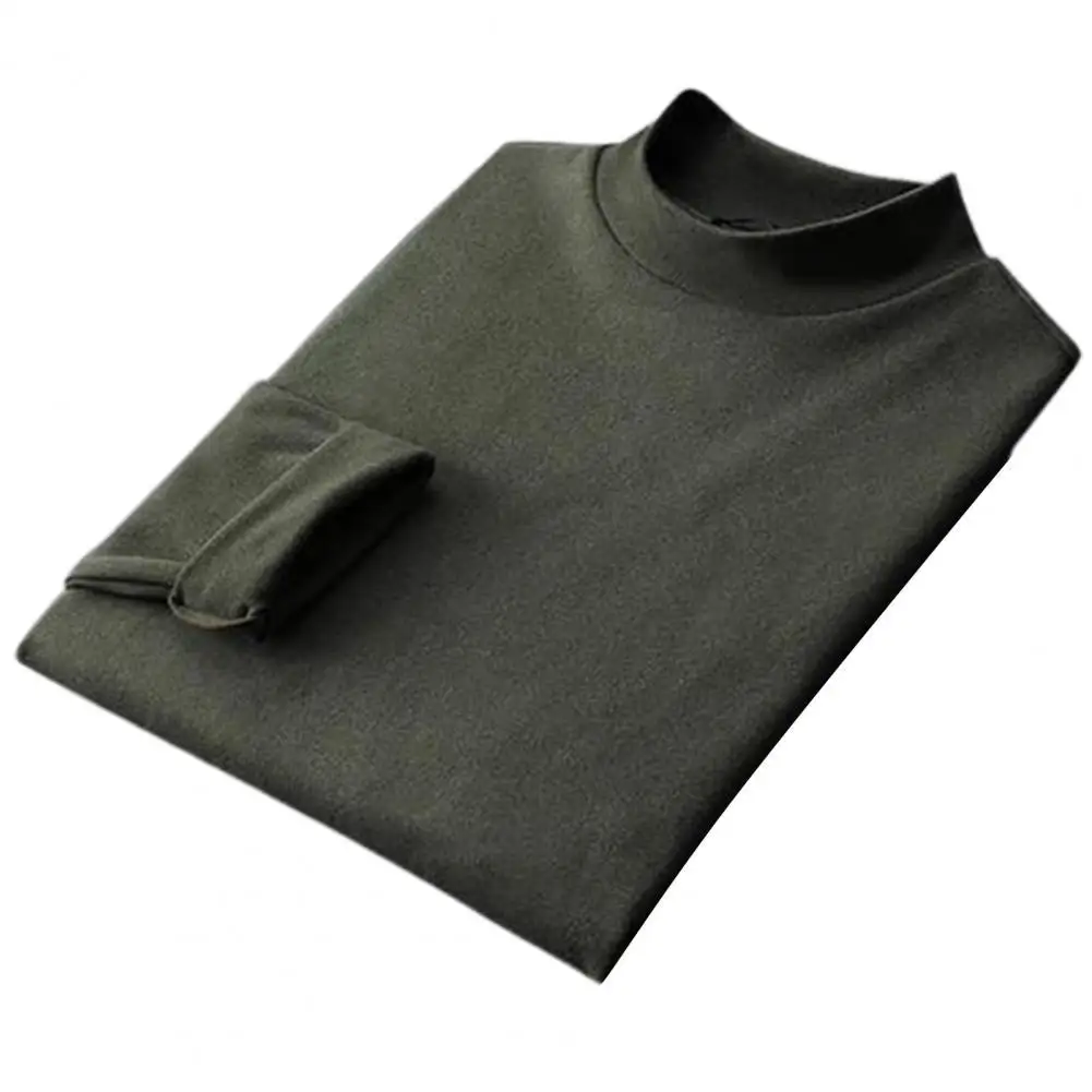 

Men T-shirt Solid Pullovers Half High Collar Spring Autumn Wear Stretch Fashion Warm Top Thin Fashion Undershirt Size M To 3xl