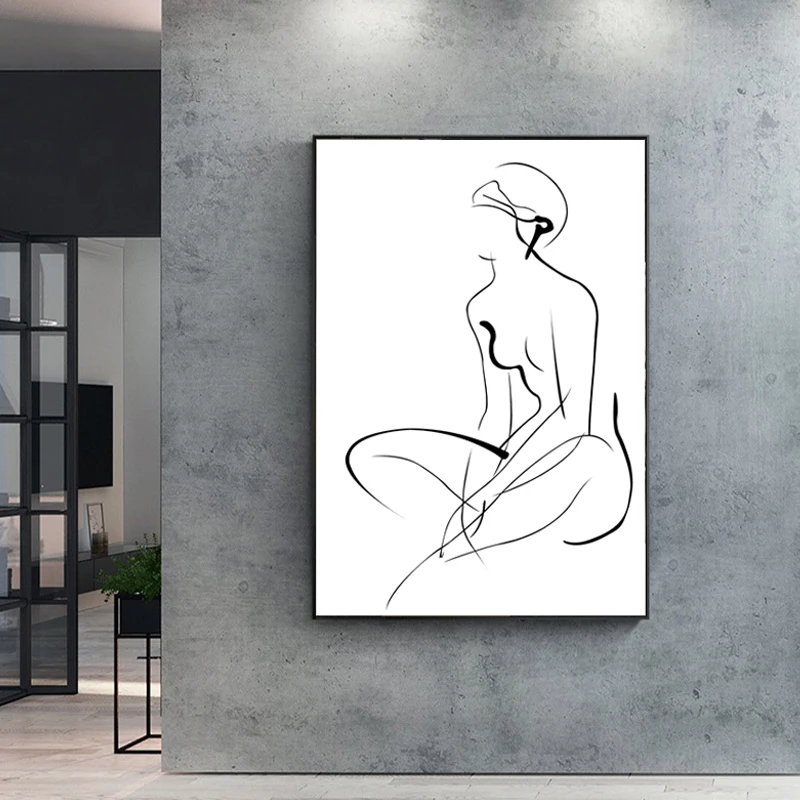 

Peinture Tableau Mural Black And White Wall Art Abstract Nordic Handmade Canvas Painting Posters And Prints Bedroom Decoration