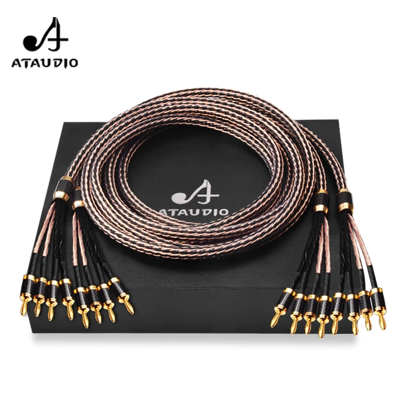 Кабель для динамиков Hi-Fi 1 пара 7N OCC 4 точки аудиокабеля высококлассный кабель