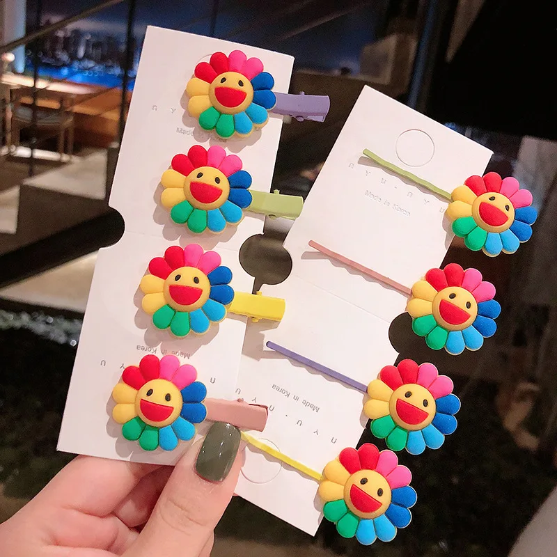 Заколка для волос в виде подсолнуха детей Детский головной убор сетчатый милый