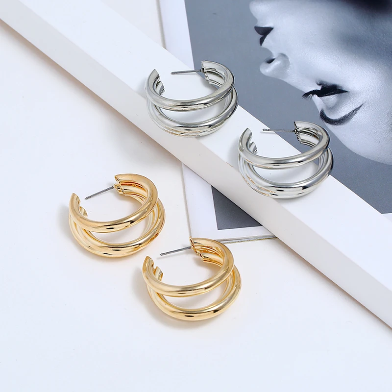 Женские металлические серьги-кольца Винтажные серьги золотого цвета в Корейском