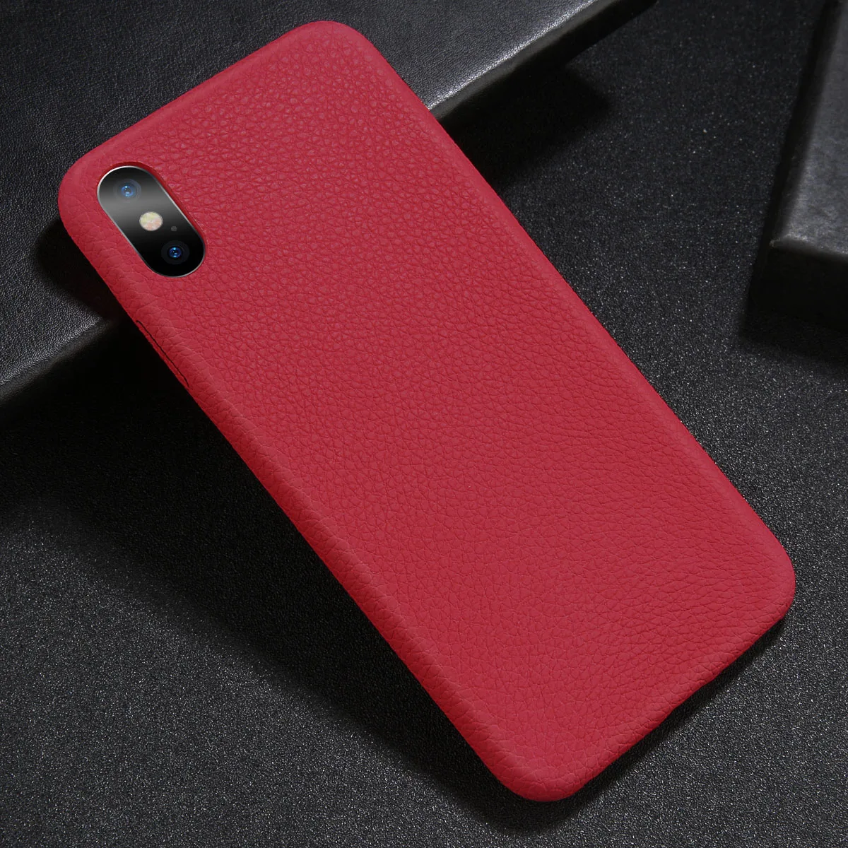 Lovebay Телефон чехол для iPhone 6 7 8 Plus роскошный бизнес матовый мягкий PU для iPhone X XR XS Max Противоударный задняя крышка Чехлы подарок - Цвет: Красный