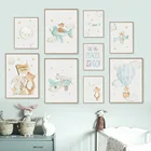 Постер в скандинавском стиле, слон, свинка, лиса, кролик, луна, самолет, настенная живопись на холсте, Настенная картина, украшение для детской комнаты
