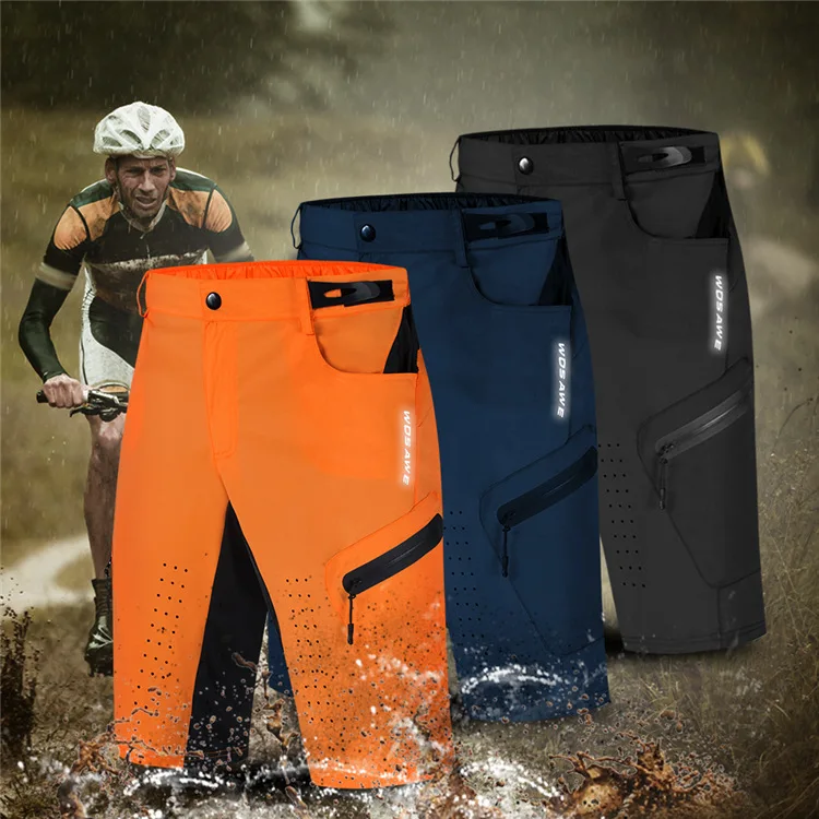 

WOSAWE Men's MTB Cycling Motocross Shorts Summer Reflective Breathable Water Repellent Bicycle Moto Shorts Loose Downhill Shorts