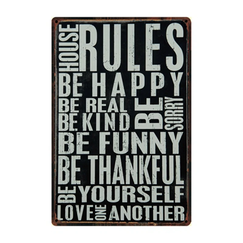 

[ Kelly66 ] House Rules Metal Sign Tin Poster Home Decor Bar Wall Art Painting 20*30 CM Size y-2257