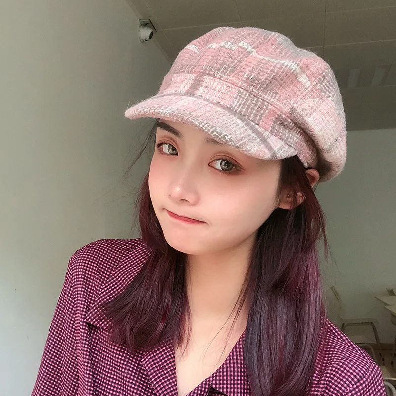 Шерстяной женский берет осенне зимняя восьмиугольная шапка стильная шляпка