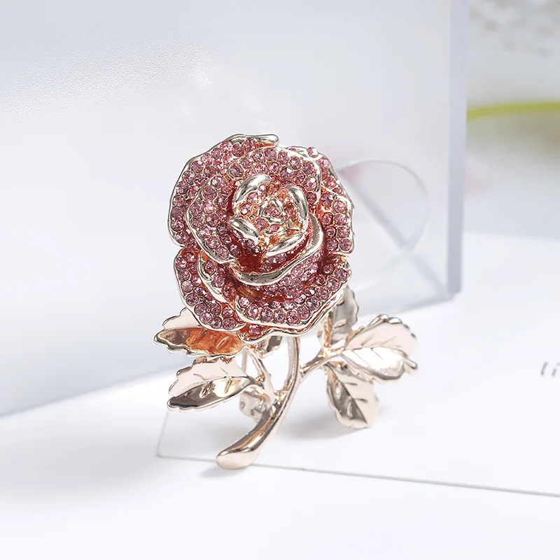 Брошь Zicon в форме розы булавка с кристаллами для женщин Золотая брошь Пряжка