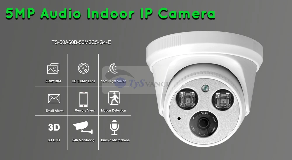 TySvance аудио 5MP POE Full-HD ip-камера купол Инфракрасный ночного видения CCTV видеонаблюдение безопасности P2P пульт дистанционного управления