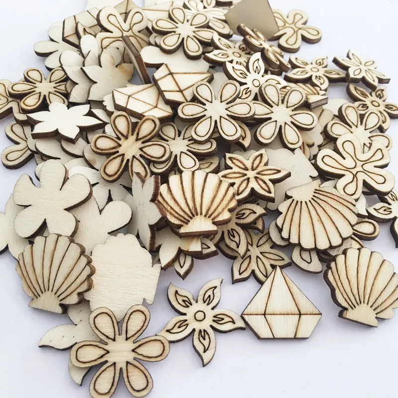 

25pcs Wood Discs Slices Flower Shape Unfinished Wooden Cutouts Craft Wood Pieces for Kids DIY Art Craft Home Decoration