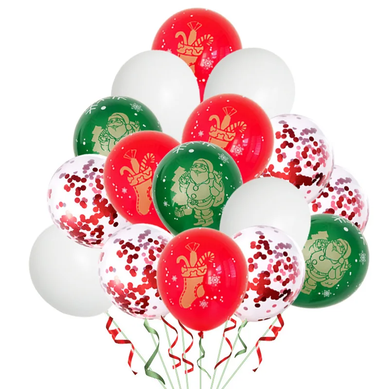 

30pcs 12inch Christmas decoration for home balls bronzing printing Christmas emulsion balloon round latex Confetti balloons