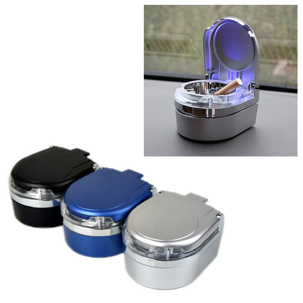 

Durable Car Ashtray Metal Auto Travel Cigarette Ash Holder Portable Beach Ashtray With LED